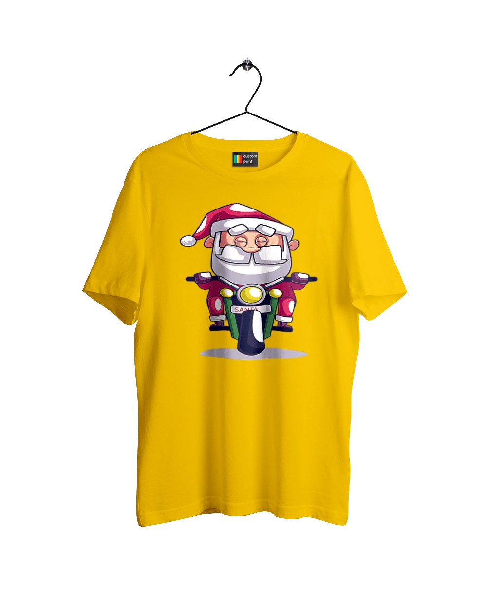 Счастливый санта на мотоцикле