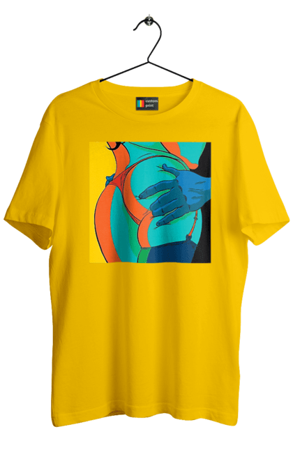 Футболка чоловіча з принтом "Жіноча Попа В Чоловічих Руках". Гола, жопа, ляпас. 2070702