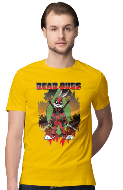 Men's t-shirt with prints Bugs Bunny Deadpool. Bugs bunny, cartoon, deadpool, looney tunes, marvel, merrie melodies. 2070702