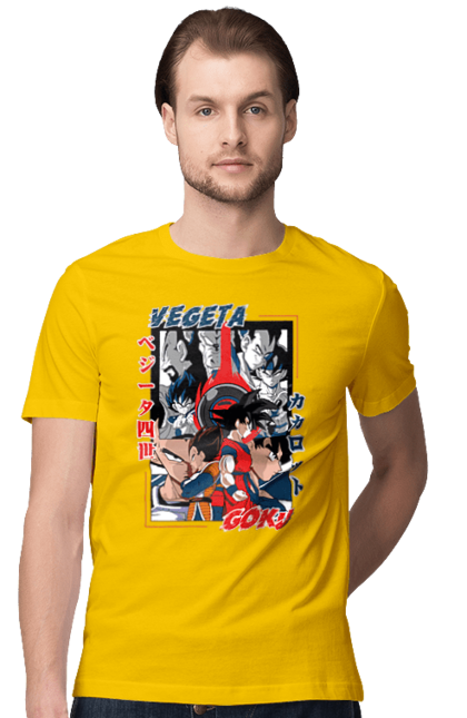 Men's t-shirt with prints Dragon Ball. Anime, dragon ball, goku, manga, tv series, vegeta. 2070702