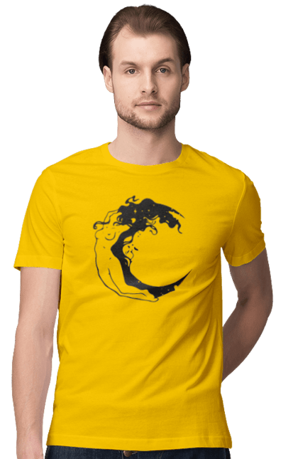 Men`s t-shirt with prints Moon girl. Cosmic, girl, moon, space, stars. 2070702