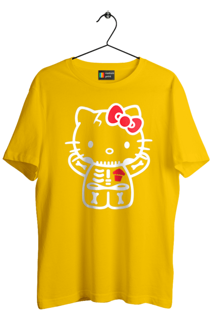 Men's t-shirt with prints Hello Kitty Halloween. Brand, character, halloween, hello kitty, kitten, kitty, skeleton, zombie. 2070702