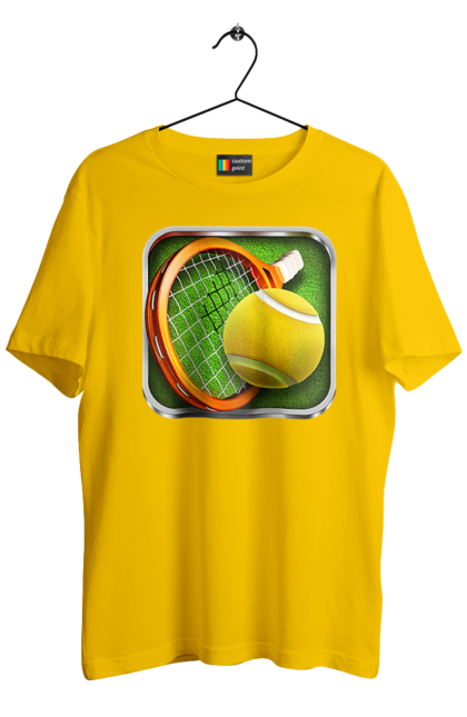 Men`s t-shirt with prints Tennis. Ball, ground tournament, london, players, prize fund, racket, sponsor, tennis, tournament grid. 2070702