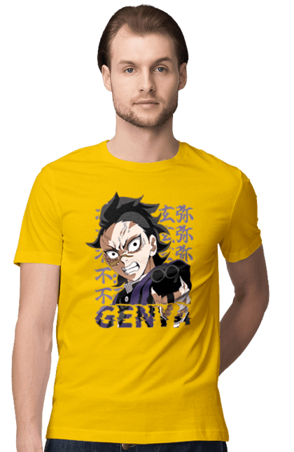 Men's t-shirt with prints Demon Slayer Genya Shinazugawa. Anime, demon slayer, genya, genya shinazugawa, kimetsu no yaiba, manga, аниме, истребитель демонов, манга. 2070702