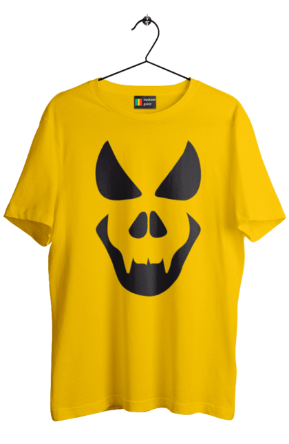 Men's t-shirt with prints Halloween pumpkin face. Costume, halloween, holiday, october, october 31, pumpkin, scary, sweets, trick or treat. 2070702