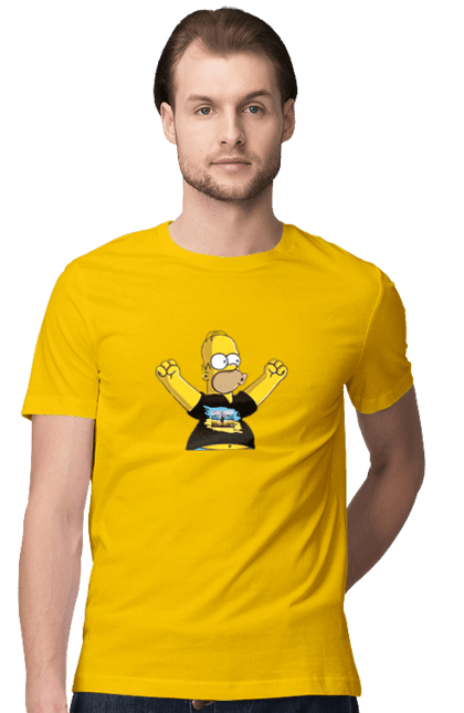 Футболка чоловіча з принтом "Сімпсон та російський корабель". Війна, гомер, гомер сімпсон, марка корабель, патріот, перемога, російський корабель, сімпсон, україна. 2070702