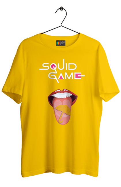 Men's t-shirt with prints Squid Game. Dalgona, netflix, squid game, sugar honeycombs, tv series. 2070702