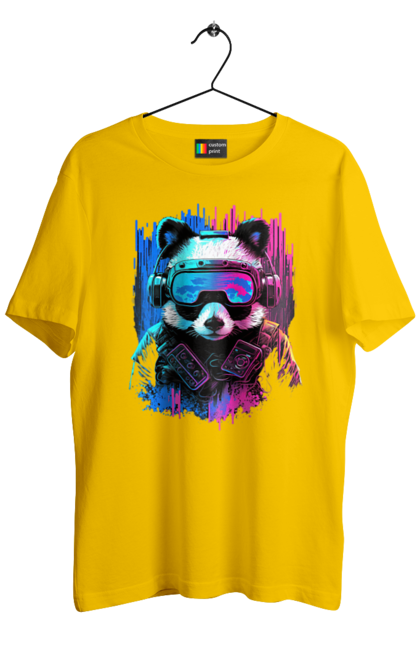 Футболка чоловіча з принтом "Панда в VR шолом". Віртуальна реальність, гік, панда, персонаж, шолом. 2070702