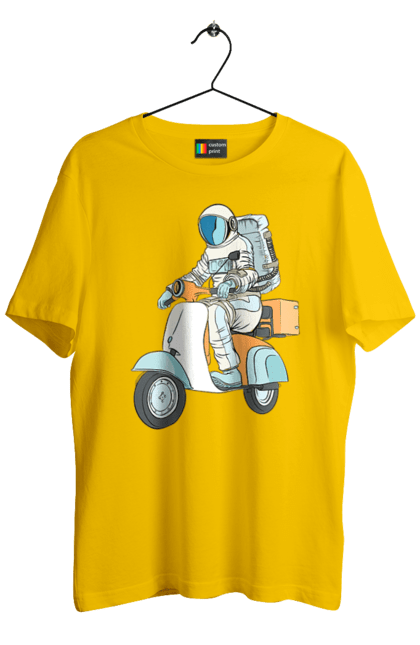 Men`s t-shirt with prints Astronaut on a motorcycle. Cosmonaut, motorcycle, space. 2070702