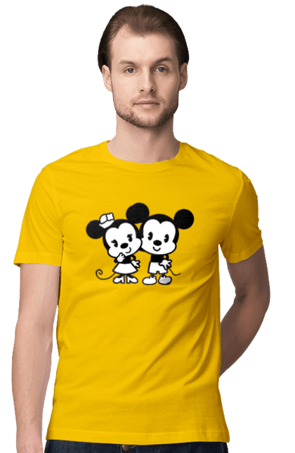 Футболка мужская с принтом Микки Маус и Минни Маус. Mickey mouse, minnie mouse, дисней, микки, микки маус, минни маус, мультфильм. 2070702