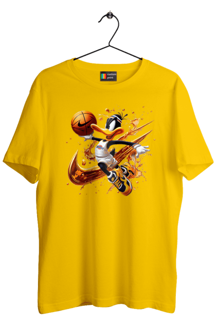 Men's t-shirt with prints Daffy Duck Nike. Cartoon, character, daffy duck, duck, looney tunes, merrie melodies, nike, warner brothers. 2070702