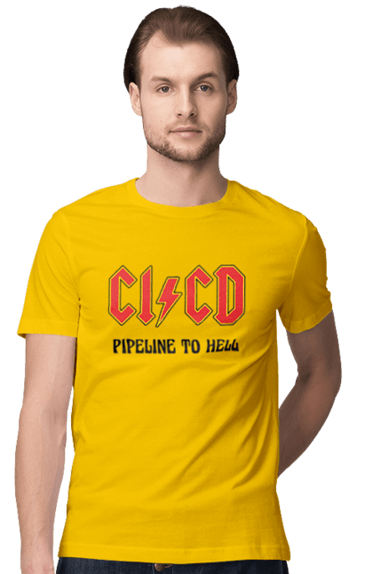 Футболка чоловіча з принтом "CI/CD pipeline to hell". Cicd, cicd pipeline, devops, pipeline, інженер, програмне забезпечення, програмування, розробка, розробка по. 2070702