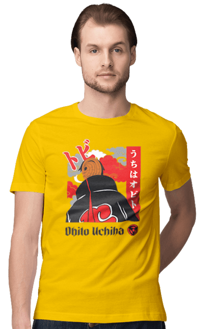 Men's t-shirt with prints Naruto Obito Uchiha. Anime, character, manga, naruto, ninja, obito, obito uchiha, tv series, uchiha. 2070702