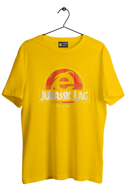 Men's t-shirt with prints Jurassic lag. Antiquity, browser, ie, internet explorer, jurassic park, lag, microsoft, not, windows. 2070702