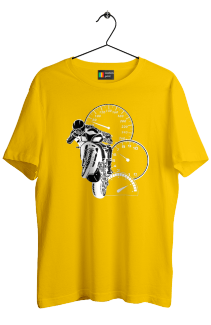Футболка чоловіча з принтом "Мотоцикл І Швидкість Білий". Мото, мотоцикл, швидкість. 2070702