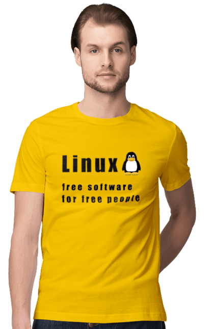 Футболка чоловіча з принтом "Linux Вільний Для Вільних". Linux, адміністратор, айті, айтішник, безкоштовна, безкоштовно, вільна, доступність, незалежність, операційна система, ос, пінгвін, програміст, програмне забезпечення, свобода, сервер, сисадмін, система, системний адміністратор, софт, текст, чорний. 2070702