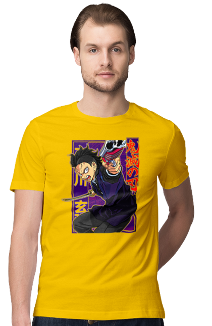 Men's t-shirt with prints Demon Slayer Genya Shinazugawa. Anime, demon slayer, genya, genya shinazugawa, kimetsu no yaiba, manga, аниме, истребитель демонов, манга. 2070702