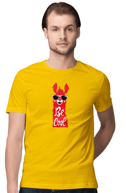 Men`s t-shirt with prints Cool llama. Animals, cool, glasses, lama. 2070702