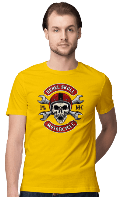 Men`s t-shirt with prints skull motorist. Amateur, helmet, motorcycle, skull. 2070702