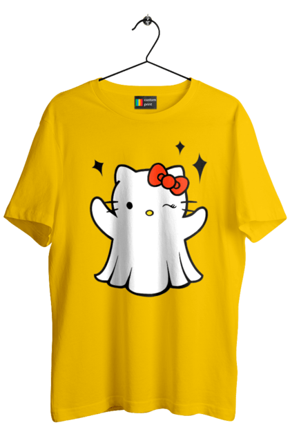 Men's t-shirt with prints Hello Kitty Halloween. Brand, cat, character, ghost, halloween, hello kitty, kitten, kitty. 2070702