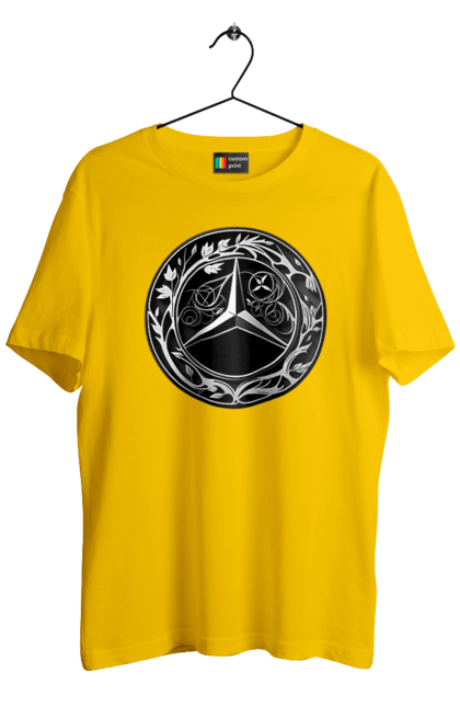 Футболка чоловіча з принтом "Mercedes Benz Лого Арт". Авто, автомобіль, логотип мерседес, машини, мерс, мерседес. 2070702