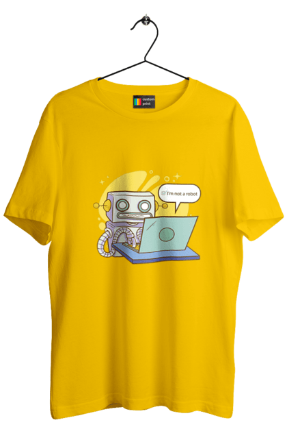 Футболка чоловіча з принтом "Я не робот Хакер зрозуміє 404 до дня програміста". 404, aws, backend, c++, cloud, css, frontend, golang, java, js, linux, python, script, web, ай ті, айті, айтішник, верстка, дата, код, компьютер, лаптоп, облако, ошибка, програміст, программа, программист, програмування, робот, хакер, язык. 2070702