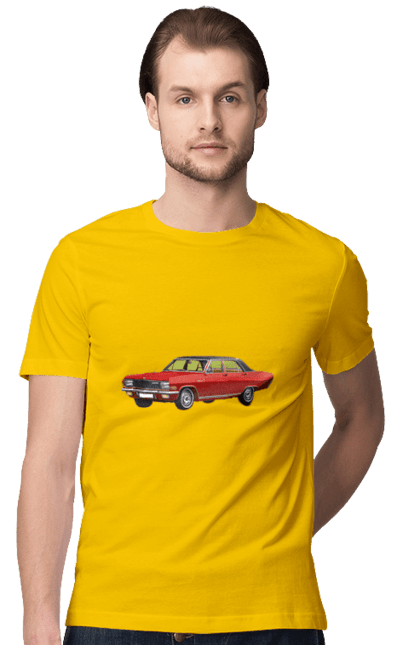 Футболка чоловіча з принтом "Авто.3". Авто, професійне фото, старе авто, фото, червона гамма барв. 2070702