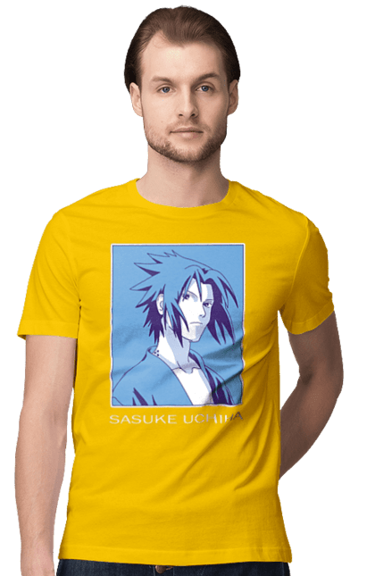 Men's t-shirt with prints Naruto Sasuke Uchiha. Anime, manga, naruto, sasuke, sasuke uchiha, team 7, team number 7, uchiha. 2070702