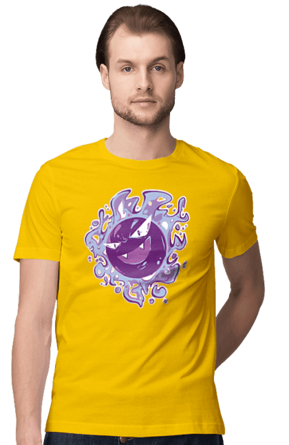 Men's t-shirt with prints Pokemon Gastly. Anime, games, gastly, nintendo, pokemon, pokemon go. 2070702