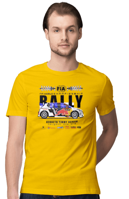 Футболка чоловіча з принтом "Red Bull Rally". Rally, red bull, авто, автомобіль, гонка, ралі, ред булл, редбул, спорт. 2070702