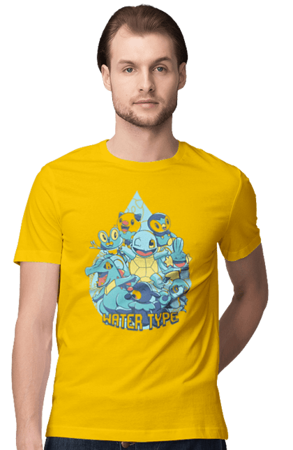 Men's t-shirt with prints Pokemon Squirtle. Anime, games, nintendo, pokemon, pokemon go, squirtle. 2070702