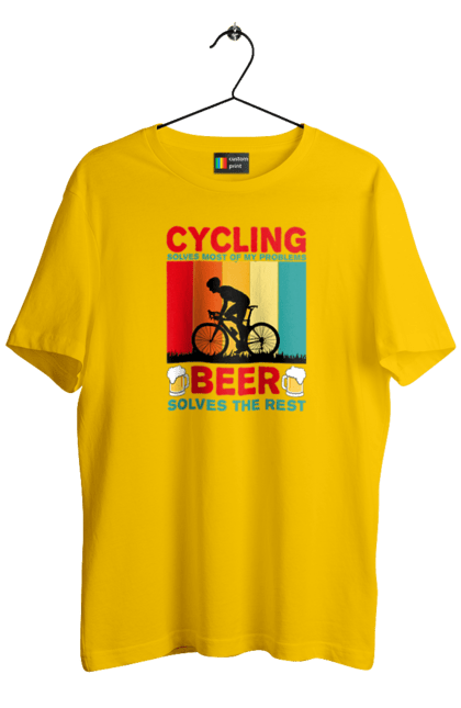 Футболка чоловіча з принтом "Cycling Beer". Алкоголь, брутальні, велосипед, веселі, для спортсменів, літні, пиво, спорт, чоловічі. 2070702
