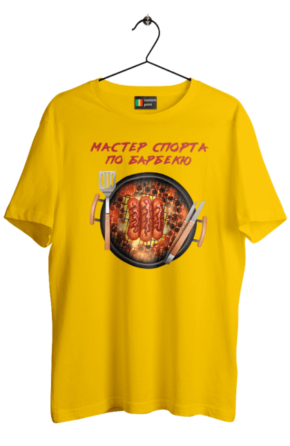 Men`s t-shirt with prints Master Of Sports On Barbecue. B-b-q, master of sport, picnic, sausages. 2070702
