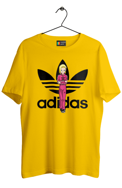 Футболка мужская с принтом Adidas Андроид 18. Adidas, android 18, dragon ball, адидас, андроид 18, аниме, жемчуг дракона, киборг, манга, сериал. 2070702