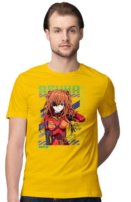 Men's t-shirt with prints Evangelion Asuka. Anime, asuka, asuka langley sorry, eva 02, evangelion, eve, kaoru, manga, ray, shinji. 2070702