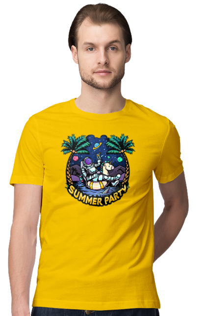 Men`s t-shirt with prints Summer Party With Astronaut. Cosmonaut, space, summer. 2070702