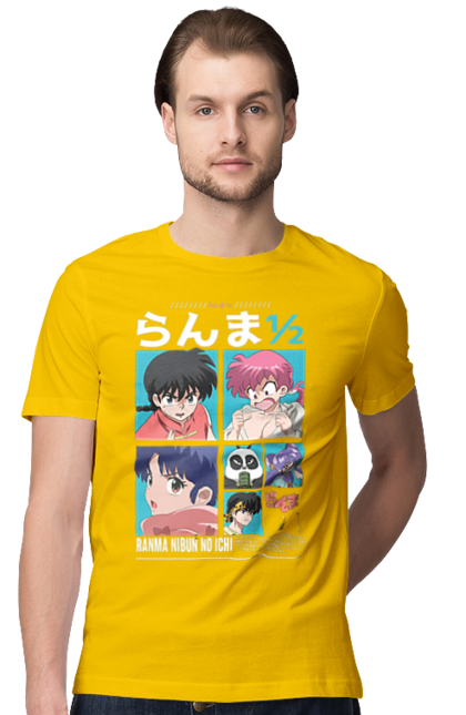 Men's t-shirt with prints Ranma 1/2. Action movie, anime, comedy, manga, mystic, ranma, romance, shampoo. 2070702