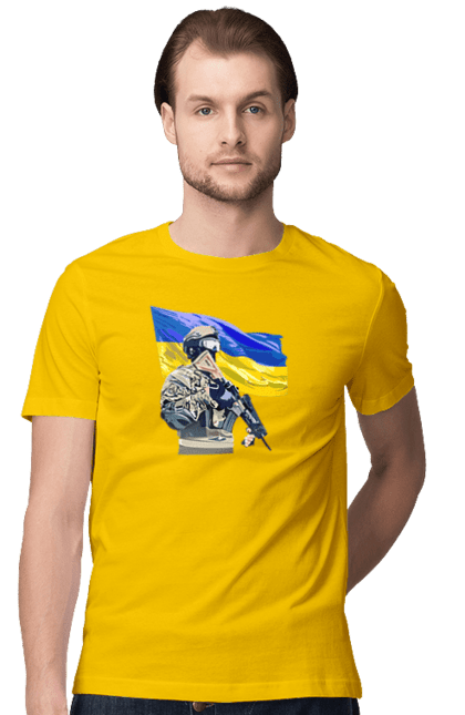 Футболка чоловіча з принтом "ЗСУ | Прапор". Війна, герб, збройні сили україни, зсу, патріотична, прапор україни, русский военный корабль, україна, українська символіка, флаг. 2070702