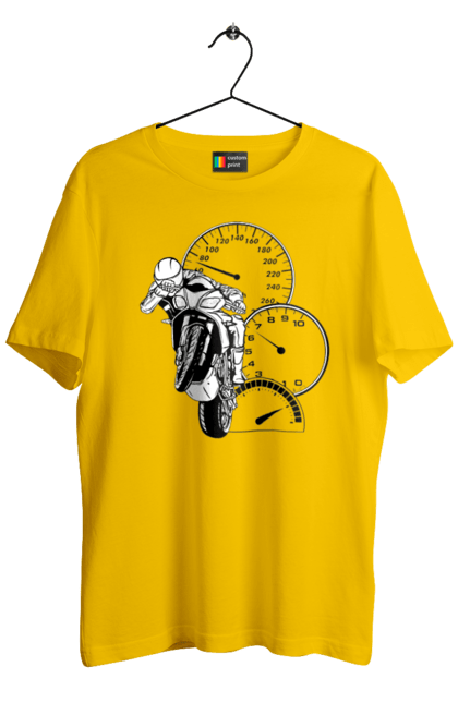 Футболка чоловіча з принтом "Мотоцикл Швидкість Чорний". Мото, мотоцикл, розгін, швидкість. 2070702
