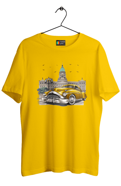 Футболка чоловіча з принтом "Автомобіль та архітектура модерн". Автомобіль, архітектура, модерн. 2070702