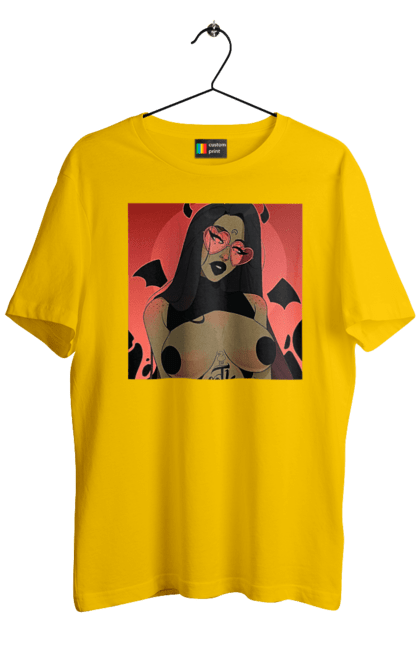 Футболка чоловіча з принтом "Диявол З Цицьками". Гола, диявол, сиськи. 2070702