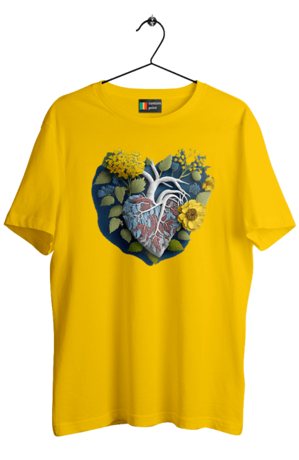 Футболка чоловіча з принтом "Серце квіти". Люблю україну, перемога україни, серце, символи україни, соняшник, традиції україни, україна. 2070702