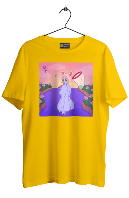 Футболка чоловіча з принтом "Фіолетова Дівчина На Полюванні". Гола, дівчина, сачок. 2070702