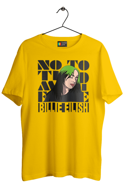 Футболка чоловіча з принтом "Біллі Айліш". Біллі айліш, логотип біллі айліш, принт біллі айліш, співачка біллі айліш. 2070702