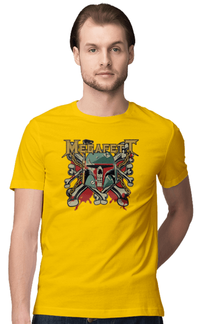 Men's t-shirt with prints Megafett. Bob fett, boba fett, clone, head hunter, megadeth, megafett, star wars. 2070702