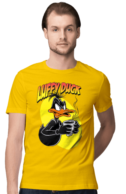 Men's t-shirt with prints Daffy Duck. Cartoon, character, daffy duck, duck, looney tunes, merrie melodies, warner brothers. 2070702