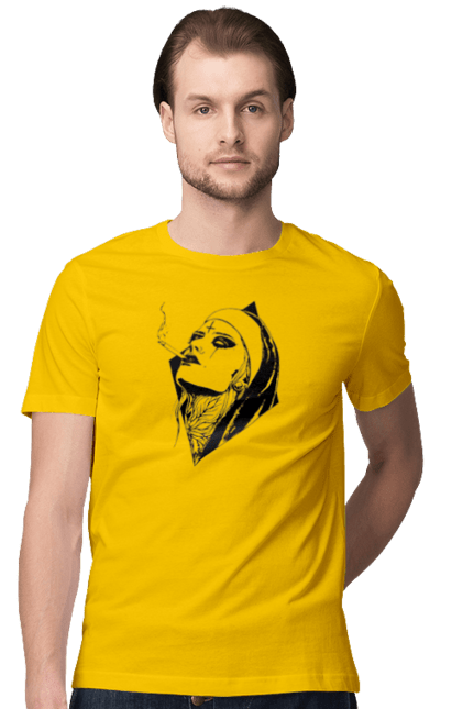 Men`s t-shirt with prints Nun. Cigarettes, cool, girl, tattoo. 2070702