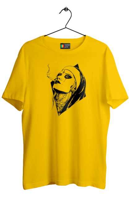 Men`s t-shirt with prints Nun. Cigarettes, cool, girl, tattoo. 2070702