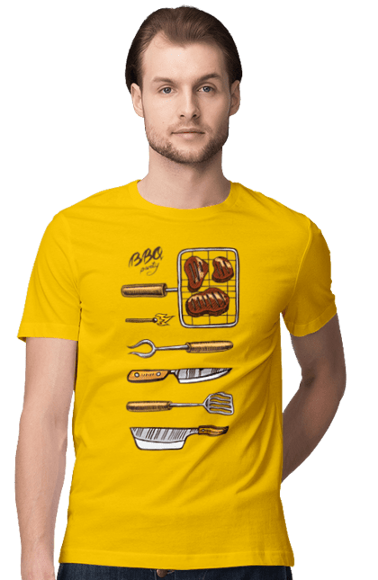 Men`s t-shirt with prints Barbecue Party. B-b-q, fry, meat. 2070702