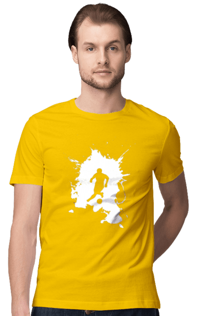 Футболка мужская с принтом Мы больны футболом. Ворота, гол, мяч, победа, сборная, спорт, турнир, украина, футбол, чемпионат. 2070702